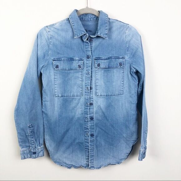 KUT FROM THE KLOTH | Stretch Denim Button Top Sz S - Picture 1 of 7